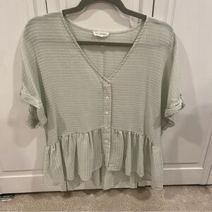 Blu Pepper Sage babydoll button Blouse